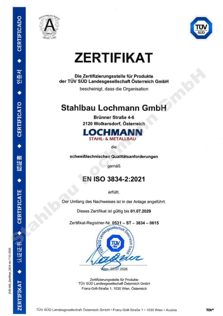 Zertifikat Stahlbau Lochmann